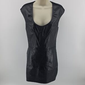 Black Leather Front SKY Dress